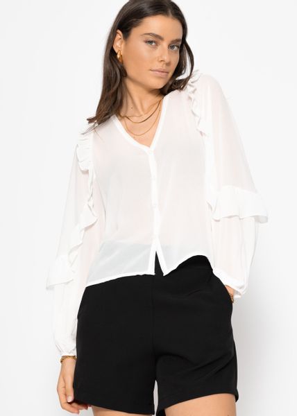 SASSYCLASSY Langarmbluse Langarm Chiffon Bluse Damen günstig online kaufen