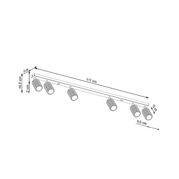 Deckenstrahler Karbon, goldfarben, Länge 117 cm, Alu, 6-flg. günstig online kaufen