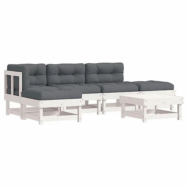 vidaXL 6-tlg Garten-Lounge-Set mit Kissen Weiß Kiefernholz Modell 12 günstig online kaufen