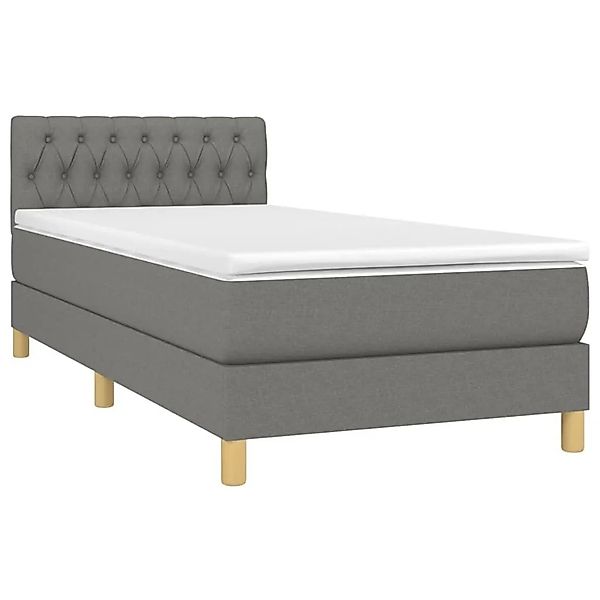 vidaXL Boxspringbett mit Matratze & LED Dunkelgrau 90x200 cm Stoff 3133926 günstig online kaufen