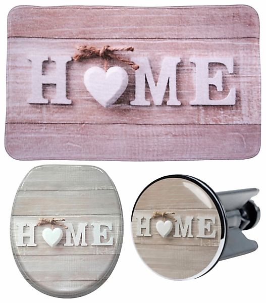Sanilo Badaccessoire-Set "Home" bestehend aus WC-Sitz, Badteppich und Wasch günstig online kaufen