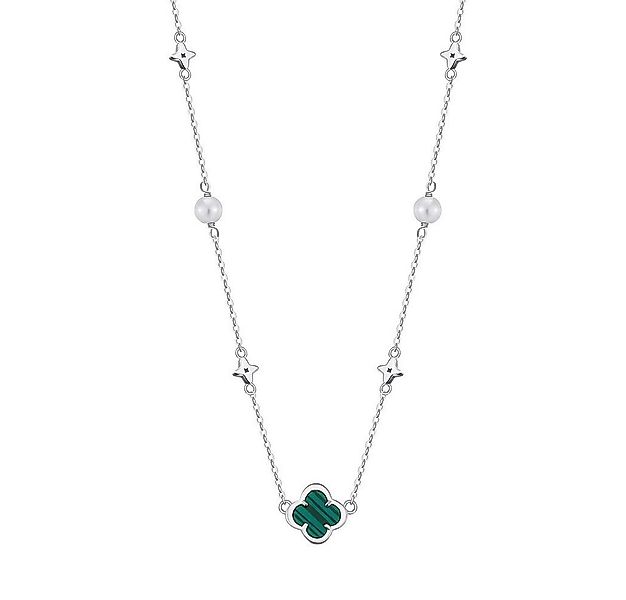 Runde Perlé Silberkette elegante Halskette mit Kleeblatt Anhänger, Süßwasse günstig online kaufen