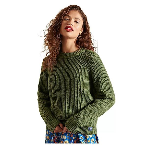 Superdry Tweed Rib Crew Pullover M Olive Tweed günstig online kaufen