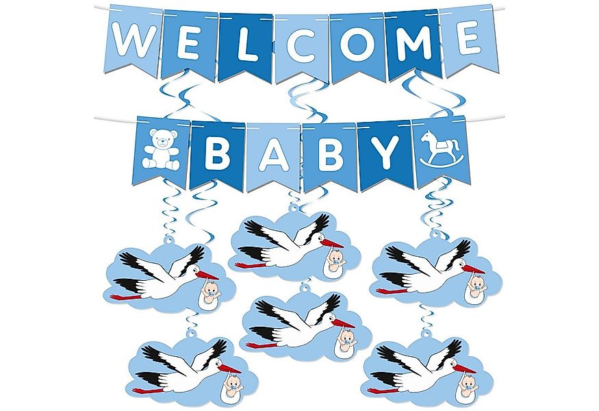 BRUBAKER Girlande Welcome Baby Wimpelkette für Jungen und Mädchen mit Storc günstig online kaufen