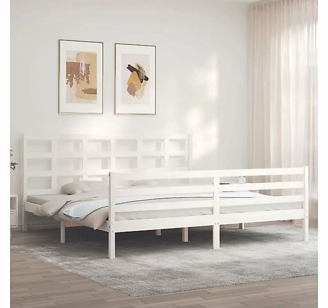 furnicato Bett Massivholzbett mit Kopfteil Weiß 200x200 cm günstig online kaufen