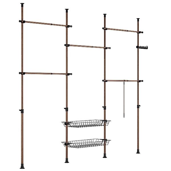 SoBuy Teleskop Kleiderständer mit 5 Kleiderstangen und 2 Körben Garderobens günstig online kaufen