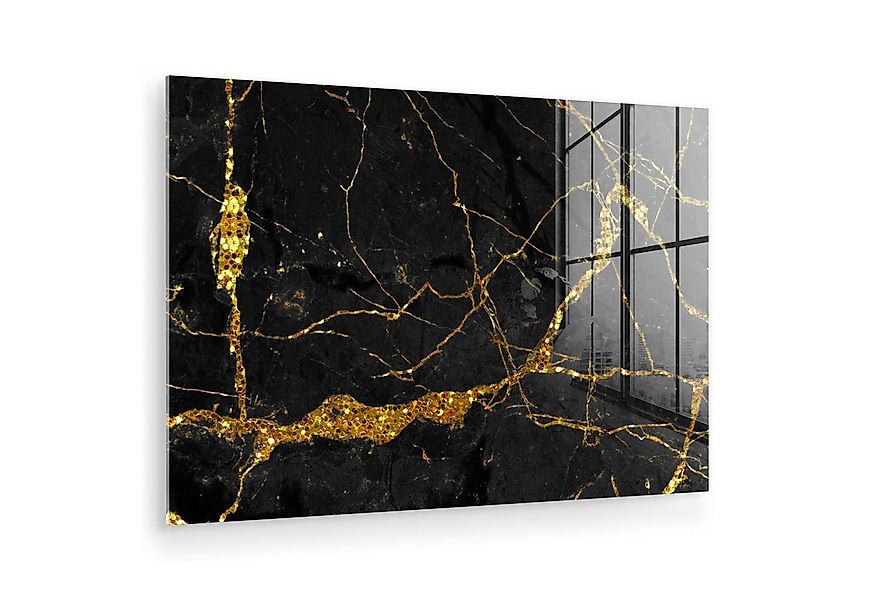 MuchoWow Acrylglasbild Marmor - Gold - Schwarz - Marmoroptik - Luxe - Glitz günstig online kaufen