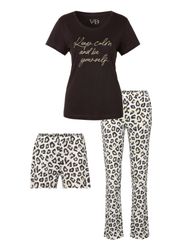 Vivance Dreams Pyjama Packung, 3 teilig, 3 tlg., mit Leo-Print günstig online kaufen