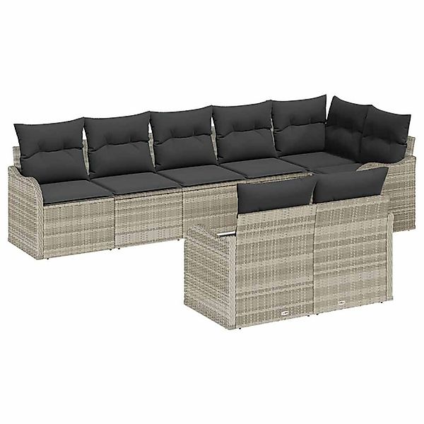 vidaXL Garten-Sofa-Set mit Kissen 8-Tlg Hellgrau Poly Rattan 3345752 günstig online kaufen