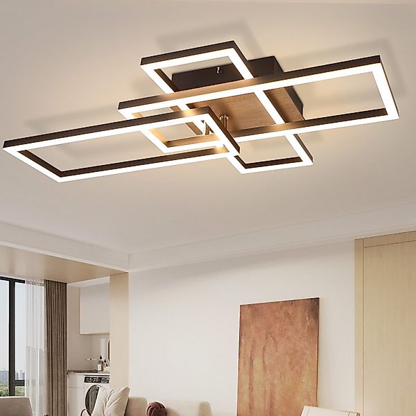 Nettlife LED Deckenleuchte Holz Schwarz 32W günstig online kaufen