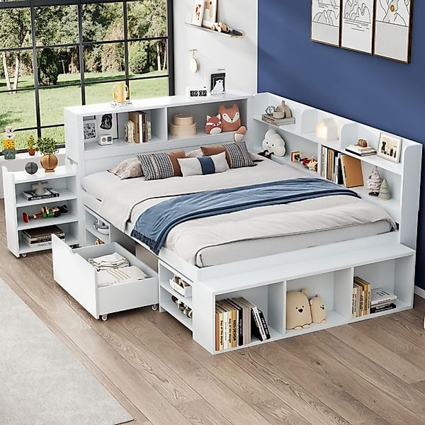 Ulife Kinderbett Jugendbett, multifunktionales Holzbett mit günstig online kaufen