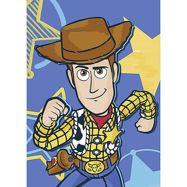 Komar Wandbild Disney and Pixar Toy Story Woody 50 cm x 70 cm Blau günstig online kaufen