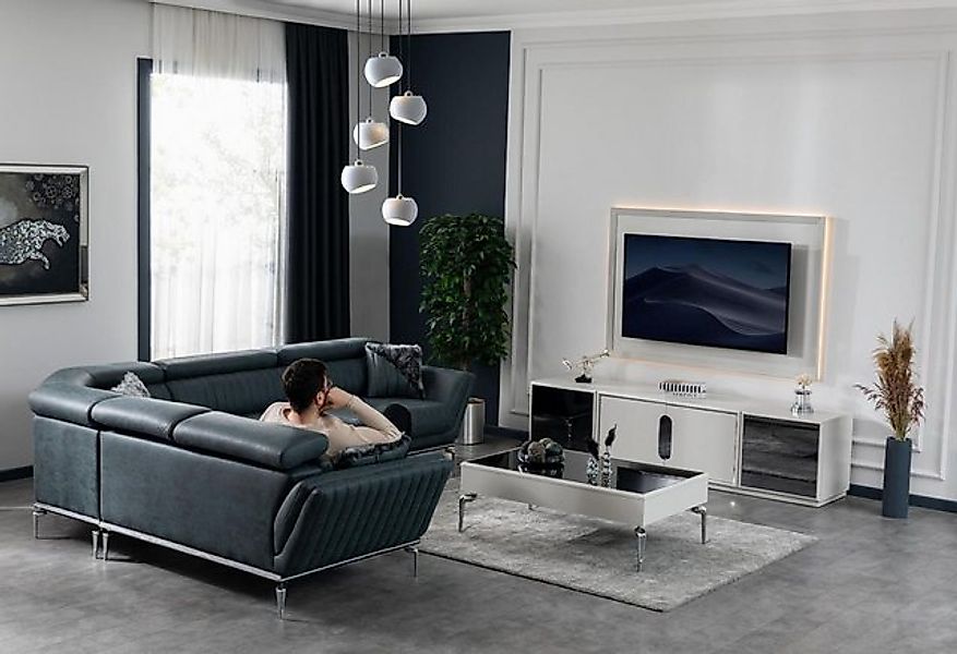 Xlmoebel Ecksofa Wohnzimmermöbel Set mit Eckcouch in L-Form, TV-Rack und Fe günstig online kaufen