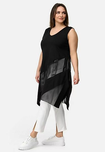 Kekoo A-Linien-Kleid Kleid mit Tülleinsatz & Lederimitateinsatz 'Velia' günstig online kaufen