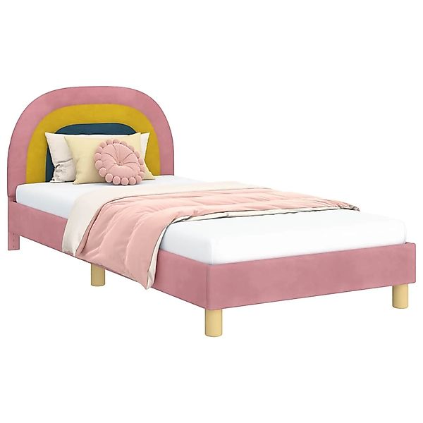 vidaXL Kinderbettgestell mit Kopfteil Rosa 80 x 200 cm Samt 42011009 günstig online kaufen