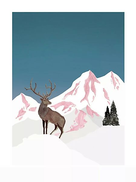 Poster / Leinwandbild - Mantika Mountain Love Stag günstig online kaufen