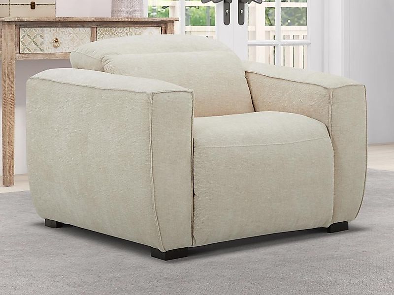 Relaxsessel elektrisch - Stoff - Beige - LAGUNDI günstig online kaufen