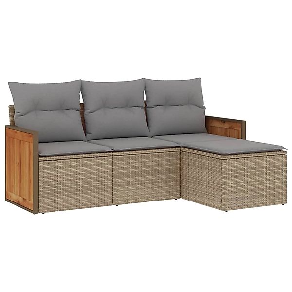 vidaXL 4-tlg Garten-Sofagarnitur mit Kissen Beige Poly Rattan Modell 60 günstig online kaufen