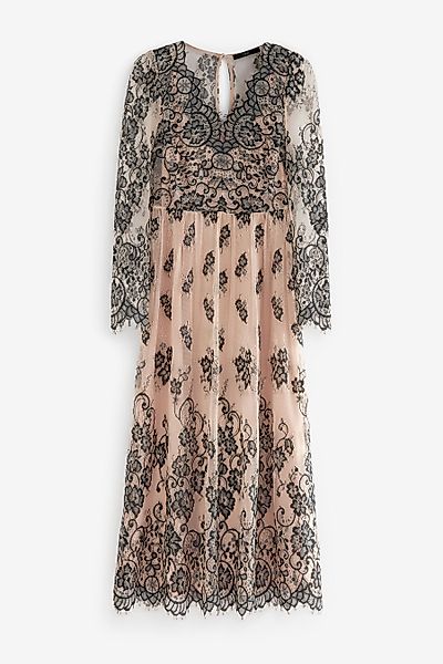Next Spitzenkleid Langärmeliges Midikleid aus Spitze (2-tlg) günstig online kaufen