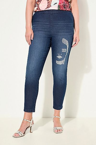MIAMODA Schlupfhose Jeggings Slim Fit mit Glitzersteinchen-Gesicht günstig online kaufen