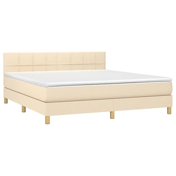 vidaXL Boxspringbett mit Matratze & LED Creme 160x200 cm Stoff 3133730 günstig online kaufen