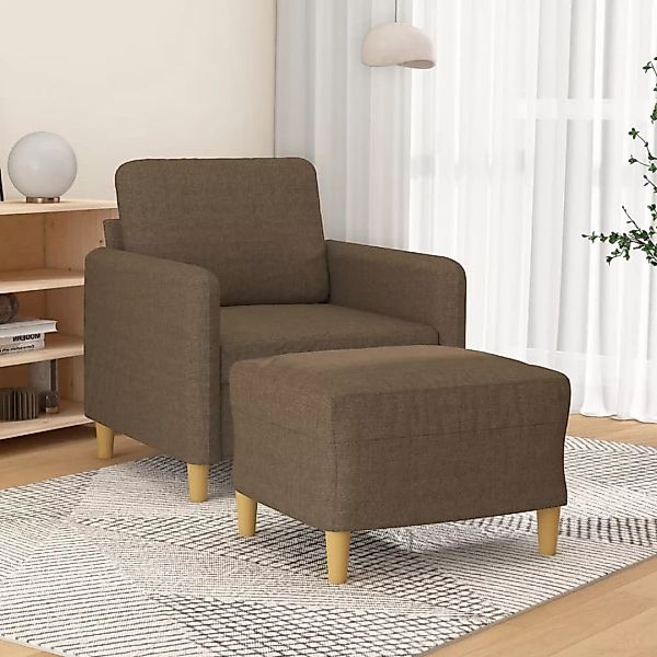 Vidaxl Sessel Mit Hocker Braun 60 Cm Stoff günstig online kaufen