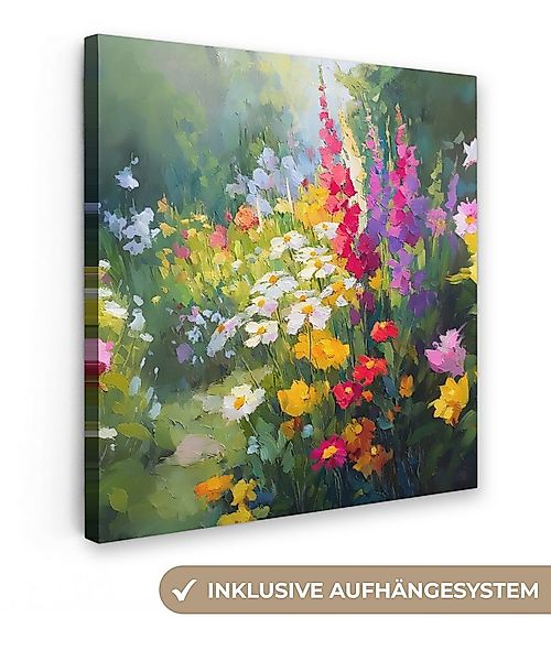 OneMillionCanvasses® Leinwandbild Sommergarten - Atmosphärisch - Blumen, Fo günstig online kaufen