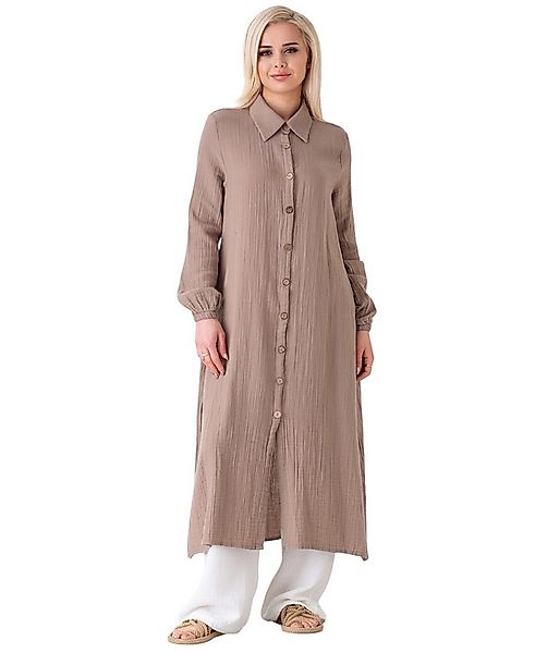 WENOR Longtunika Musselin 130cm lang Kokosknopf 100% Baumwolle Modest Look günstig online kaufen