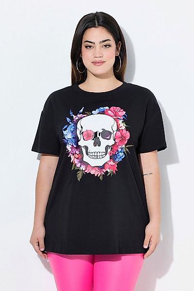 Angel of Style T-Shirt T-Shirt Boxy Fit Blumen-Totenkopf-Motiv günstig online kaufen