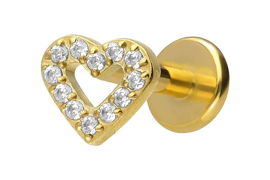 PIERCINGLINE Piercing-Set Titan Labret mit Innengewinde KRISTALLHERZ (Labre günstig online kaufen