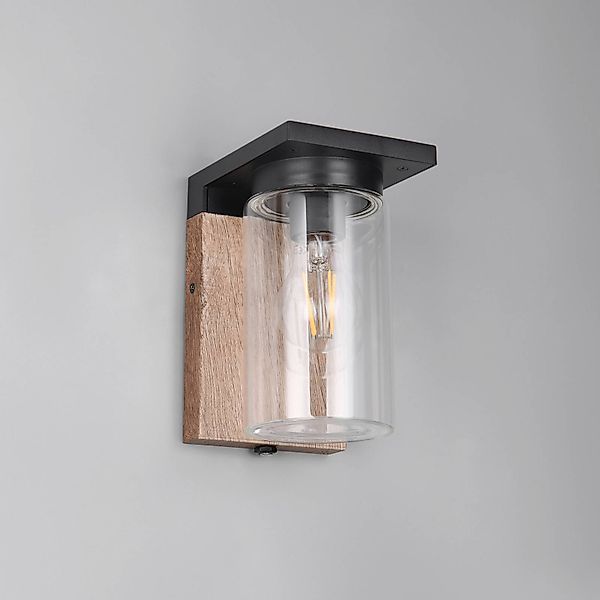 Außenwandlampe ARDILA, Holzoptik Höhe 19 cm Metall/Glas IP44 günstig online kaufen