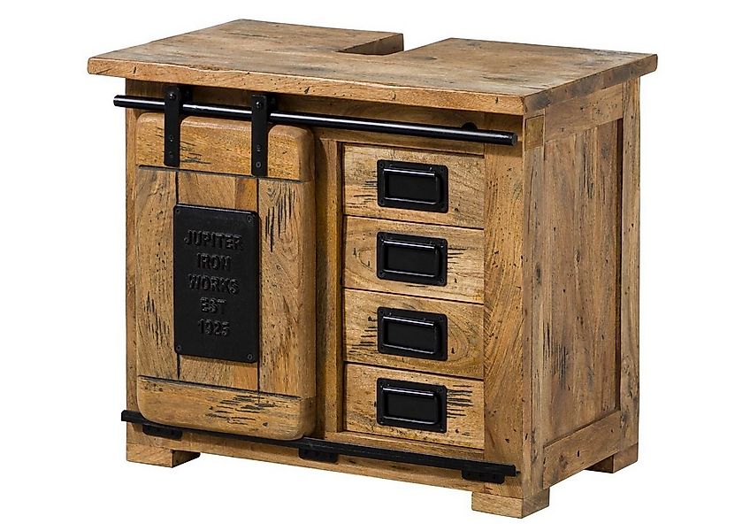 Massivmoebel24 Waschbeckenunterschrank (Mango 70x40x60 natur lackiert RAILW günstig online kaufen