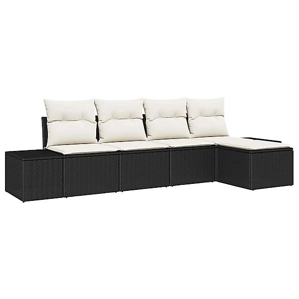 vidaXL 5-Teiliges Garten-Sofa-Set mit Kissen in Schwarz aus Polyrattan 3347 günstig online kaufen