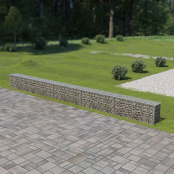 vidaXL Gartenzaun Gabionenwand mit Abdeckung Verzinkter günstig online kaufen