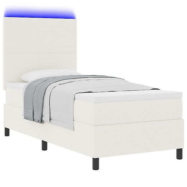 vidaXL Bett Boxspringbett mit Matratze & LED Licht Weiß (1-tlg) günstig online kaufen
