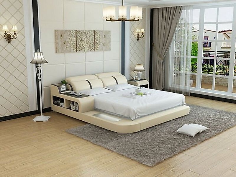 JVmoebel Bett Design Leder Bett Luxus Polster Betten Doppel Modernes Ehe 18 günstig online kaufen