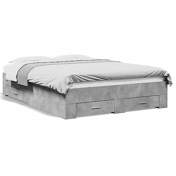 vidaXL Bettgestell, Bettrahmen mit Schubladen Betongrau 140x190 cm Holzwerk günstig online kaufen