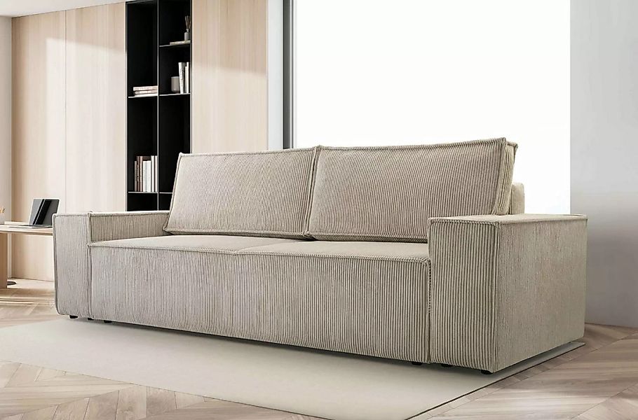 Furnix Schlafsofa MANRESA Polstersofa Couch mit Armlehnen Bettkasten PSO100 günstig online kaufen