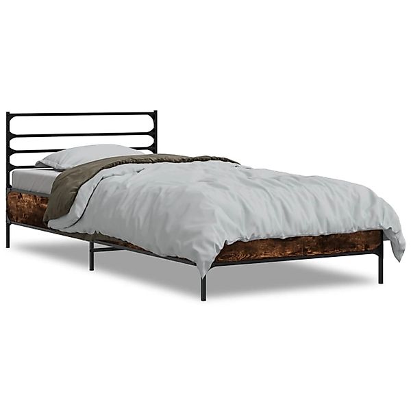 vidaXL Bettgestell Räuchereiche 90x190 cm Holzwerkstoff und Metall 845629 günstig online kaufen