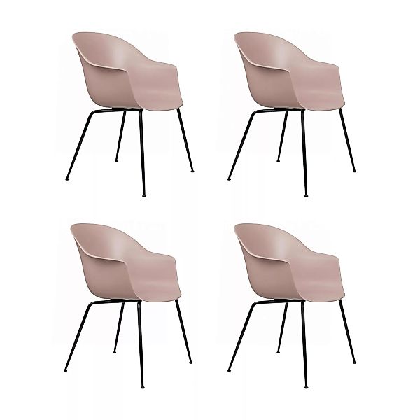 Gubi - Bat Dining Chair Gestell schwarz 4er Set - sweet pink/Polypropylen/B günstig online kaufen