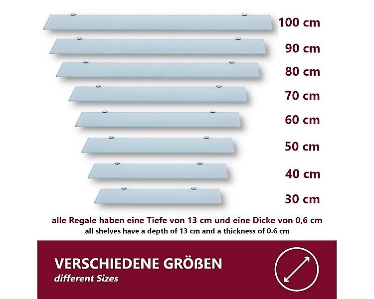 HOOZ Wandregal Glasregal, Wandablage ESG 30x13 cm, rechteckig, mit Halterun günstig online kaufen