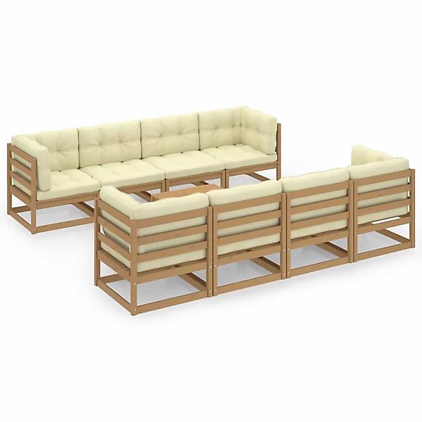 9-tlg. Garten-lounge-set Mit Kissen Kiefer Massivholz günstig online kaufen