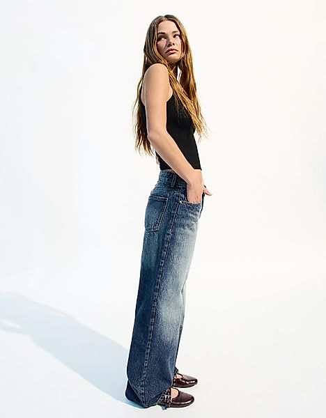 Bershka Boyfriend-Jeans Damen 44 Dunkelblau günstig online kaufen