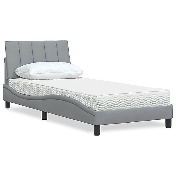 vidaXL Bett, Bett mit Matratze Hellgrau 90x200 cm Stoff günstig online kaufen