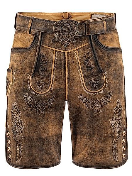 FUCHS Trachtenlederhose Lederhose kurz Alois antik-dunkel (2-tlg) inkl. Gür günstig online kaufen