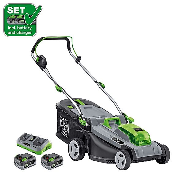 LUX-TOOLS 40V Akku-Rasenmäher 1 PowerSystem A-RM-2x 20/43 Set 2x 20V Akkus günstig online kaufen