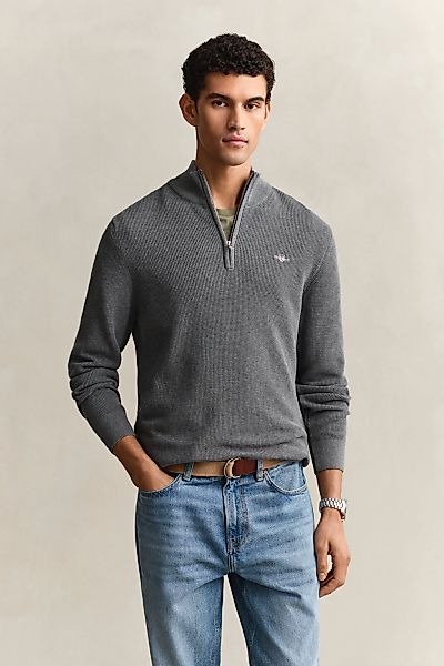 Gant Troyer "MICRO TEXTURED COTTON HALF ZIP" Regular fit mit Troyerkragen günstig online kaufen