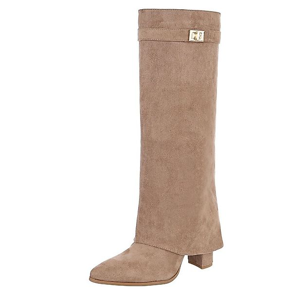 Ital-Design Elegante kniehohe Stiefelette mit Blockabsatz für Damen High-He günstig online kaufen