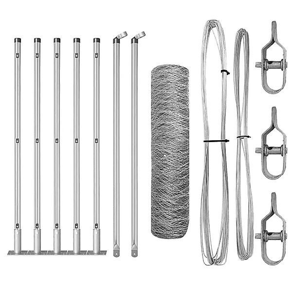 vidaXL Zaunpfosten Silber 10 x 0,4 m 50 mm Netz Stahl 3353749 günstig online kaufen