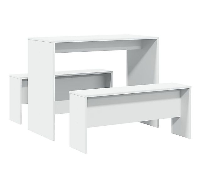 vidaXL Essgruppe 3-tlg. Esstisch und Bank Set Weiß Holzwerkstoff, (1-tlg) günstig online kaufen